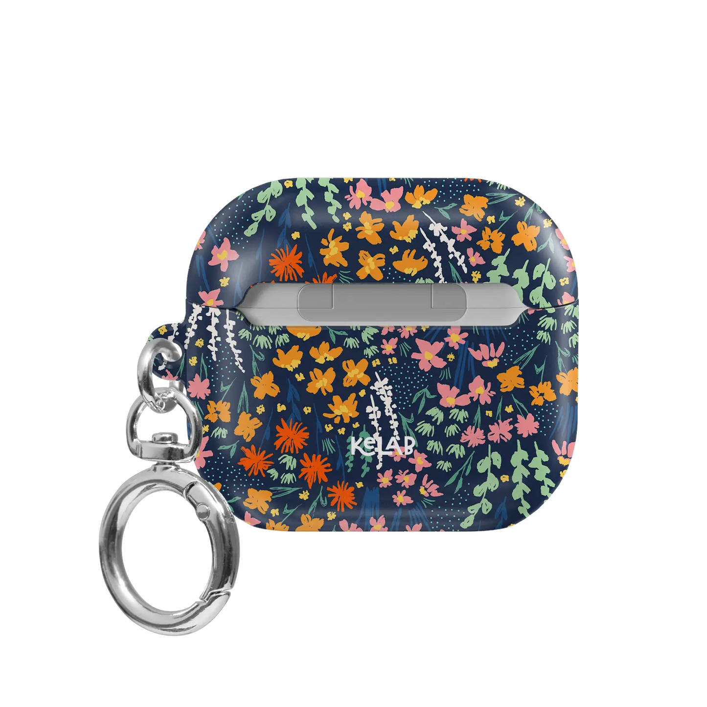 Navy Wildflower AirPods Case, back view