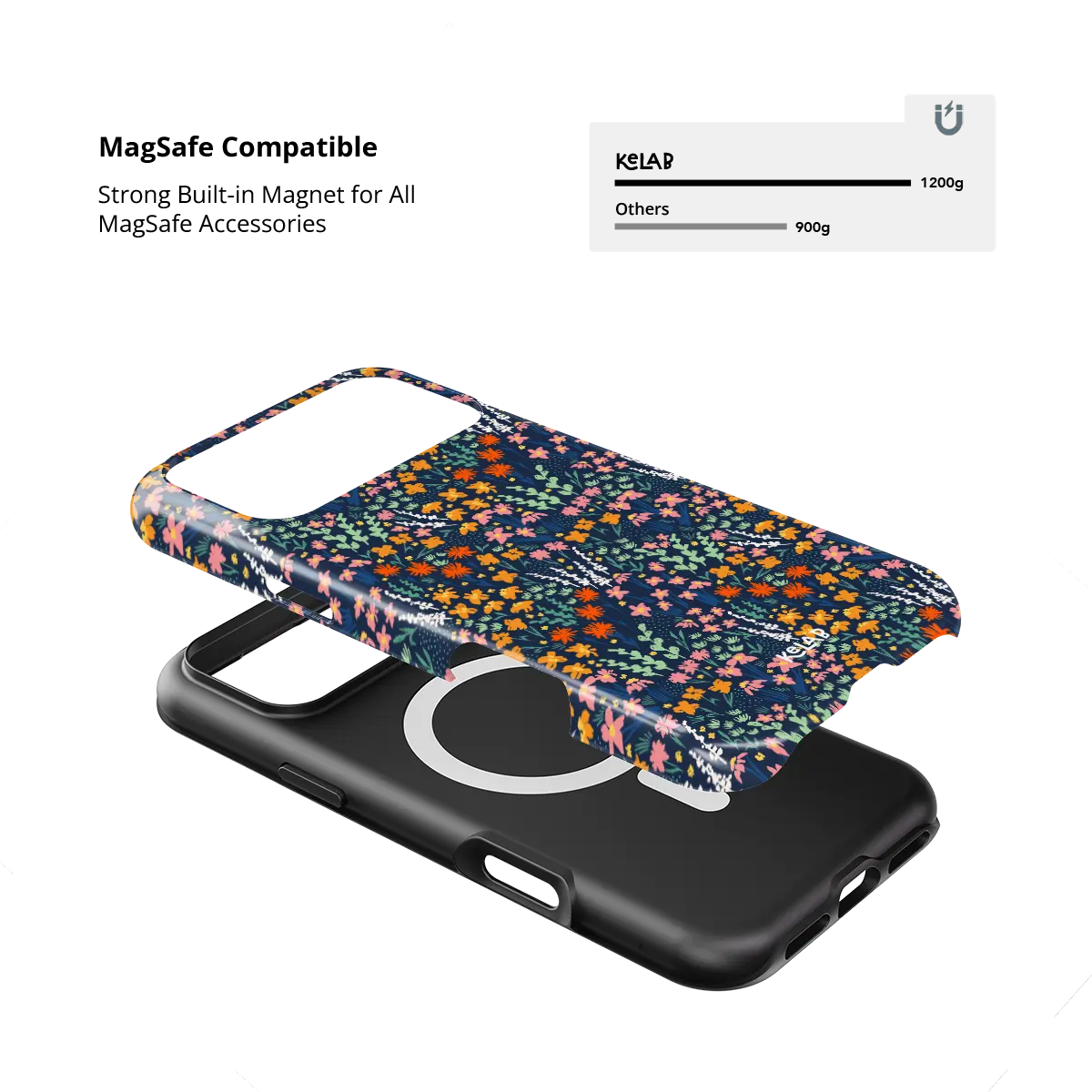 Vibrant Wildflower iPhone Case, MagSafe compatible with built-in magnet strength