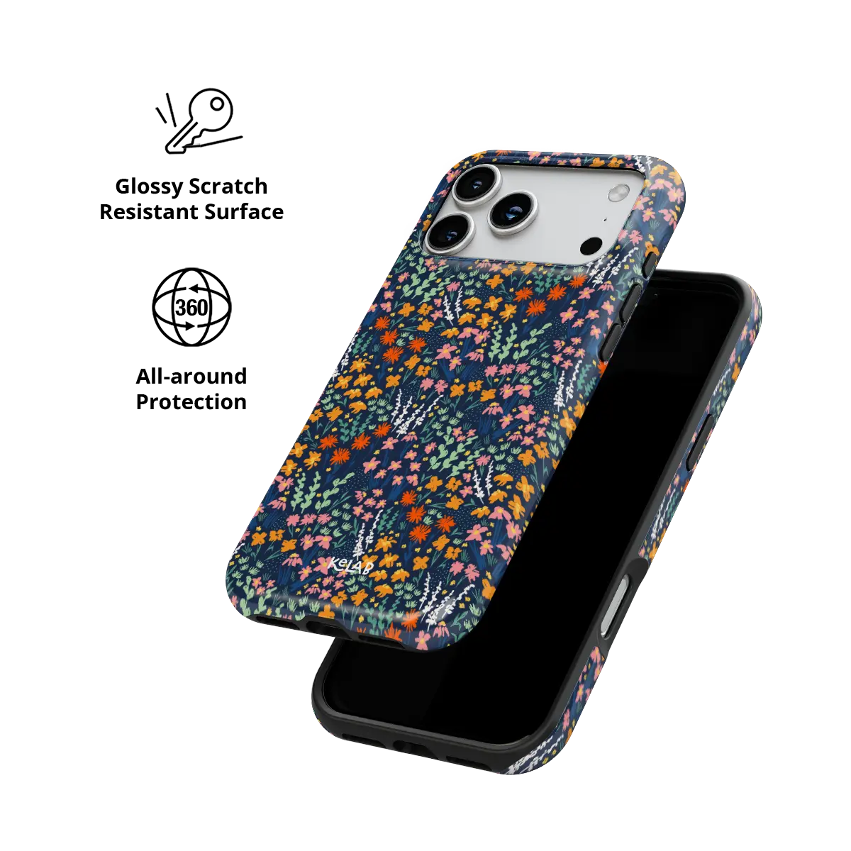 Vibrant Wildflower iPhone Case, scratch-resistant all-around protection detail