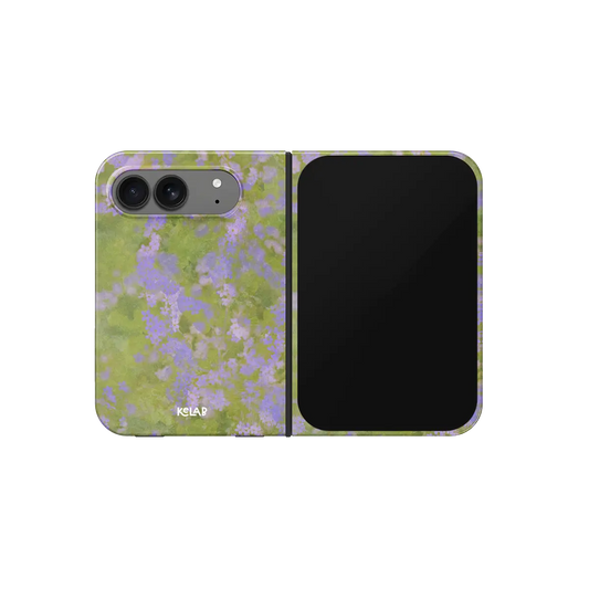 Lavender Wildflower, Purple Meadow iPhone 18 Fold Case, unfolded front view