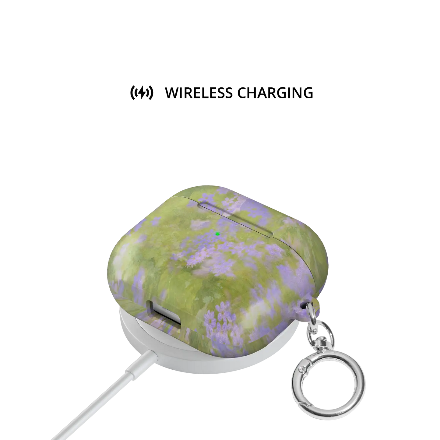 Purple Wildflower AirPods Case, on wireless charger