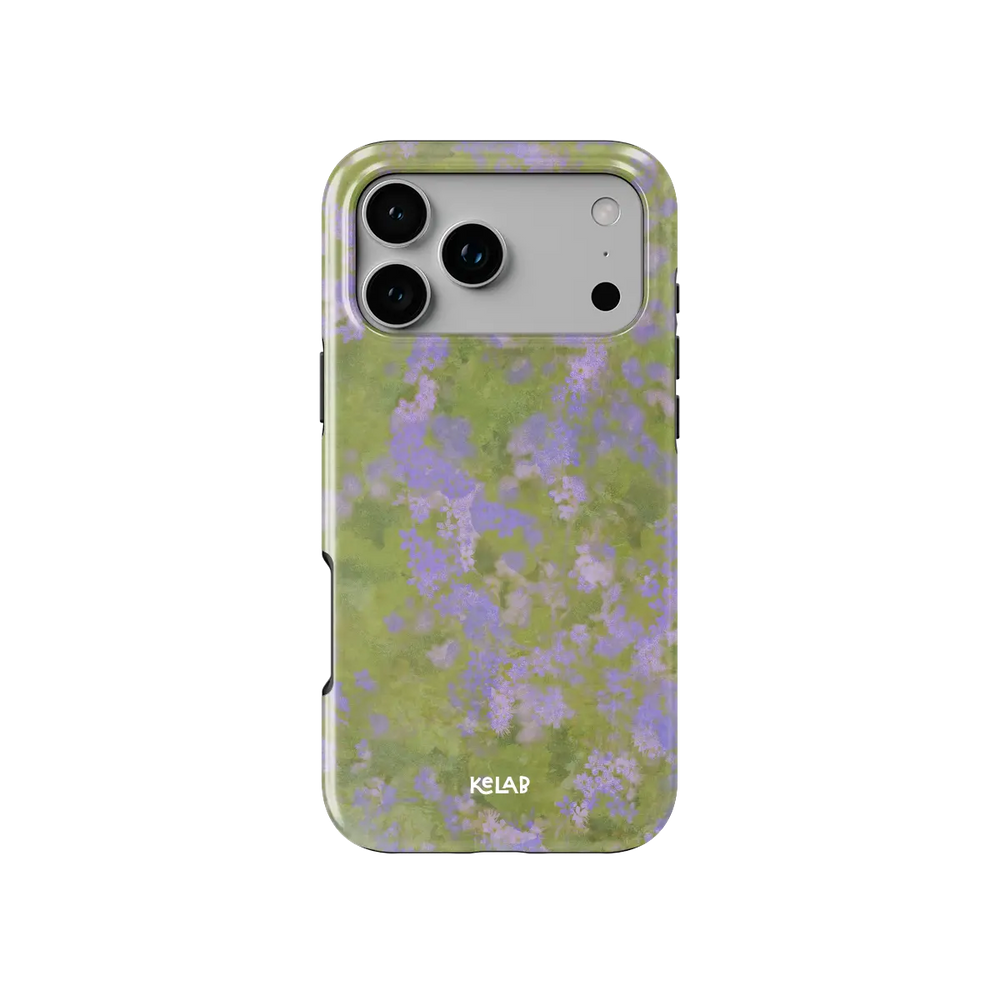 Purple Wildflower iPhone Case, back view showing full coverage and camera cutout