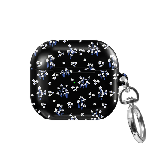 Black Floral AirPods Case, front view