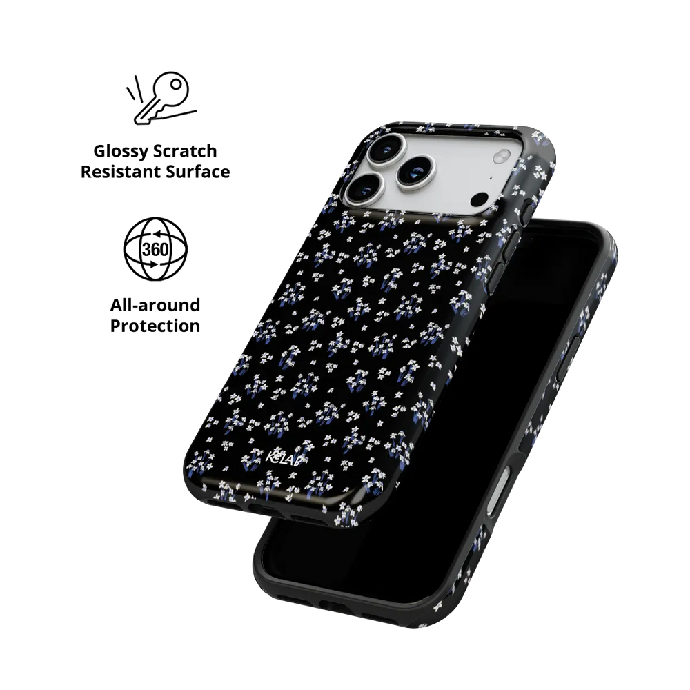 Minimalist Black Floral iPhone Case, scratch-resistant all-around protection detail