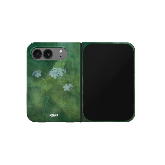Deep Green Floral, Dark Botanical iPhone 18 Fold Case, unfolded front view