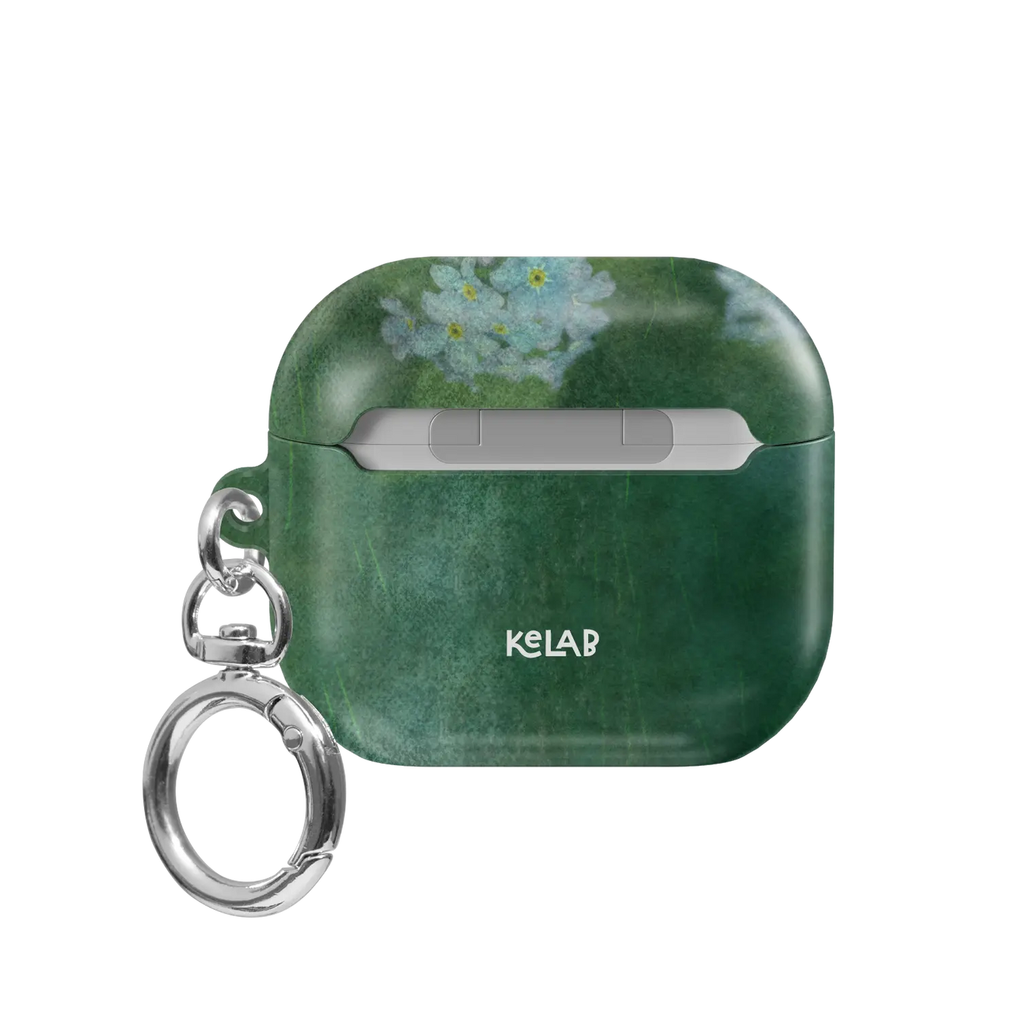 Deep Green Floral AirPods Case, back view