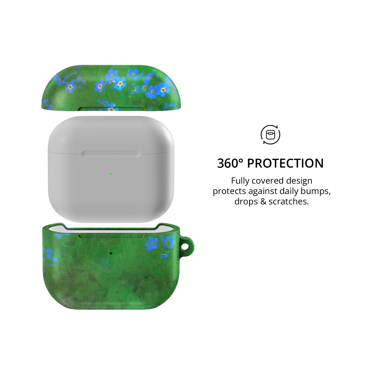 Green Floral AirPods Case, 360-degree protective coverage