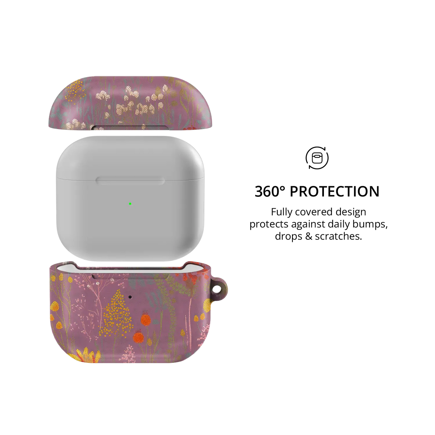Dusty Pink Floral AirPods Case, 360-degree protective coverage