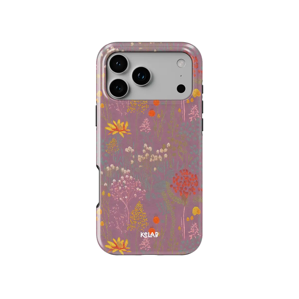 Dusty Pink Floral iPhone Case, back view showing full coverage and camera cutout