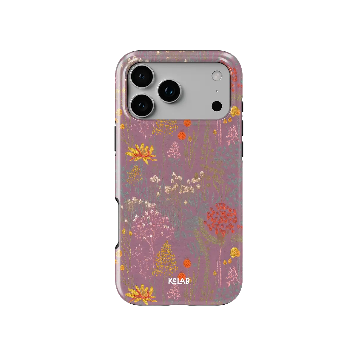 Dusty Pink Floral iPhone Case, back view showing full coverage and camera cutout