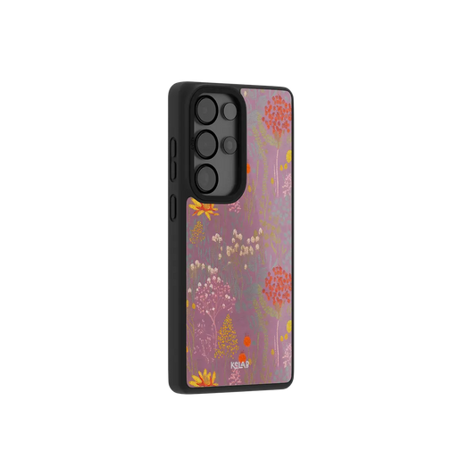 Samsung Galaxy phone case in a floral pattern with a black TPU frame for added protection