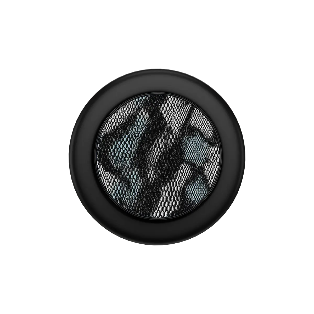 Teal snakeskin pattern pop grip with black frame, Magsafe phone grip with built-in strong magnets.
