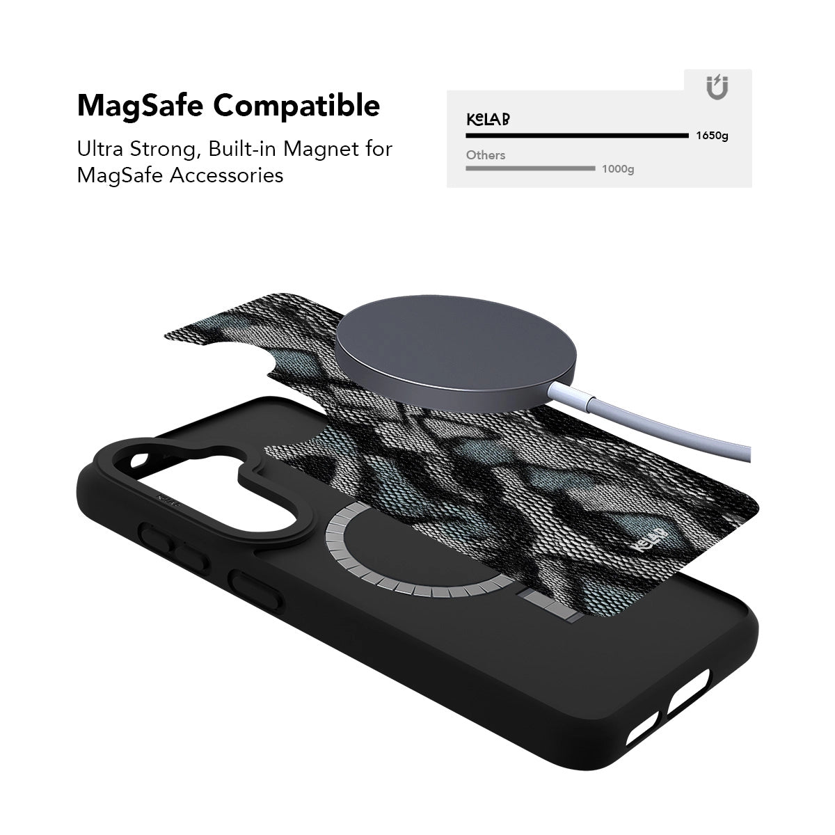 Samsung Galaxy phone case in classic black with ultra strong MagSafe compatibility and minimalist design