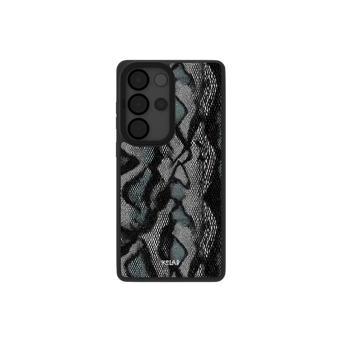 Samsung Galaxy phone case in black and blue with a modern minimalist design and textured surface