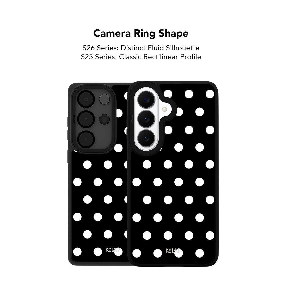 Classic black and white polka dot Samsung Galaxy phone case for Galaxy S26 and S25 models