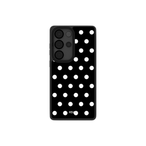 Samsung Galaxy phone case in classic black with white polka dot pattern for Galaxy S26 models