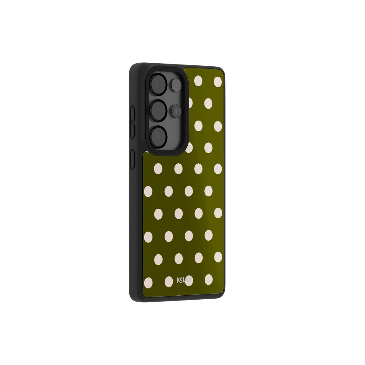 Classic Samsung Galaxy phone case in navy with a minimalist polka dot design