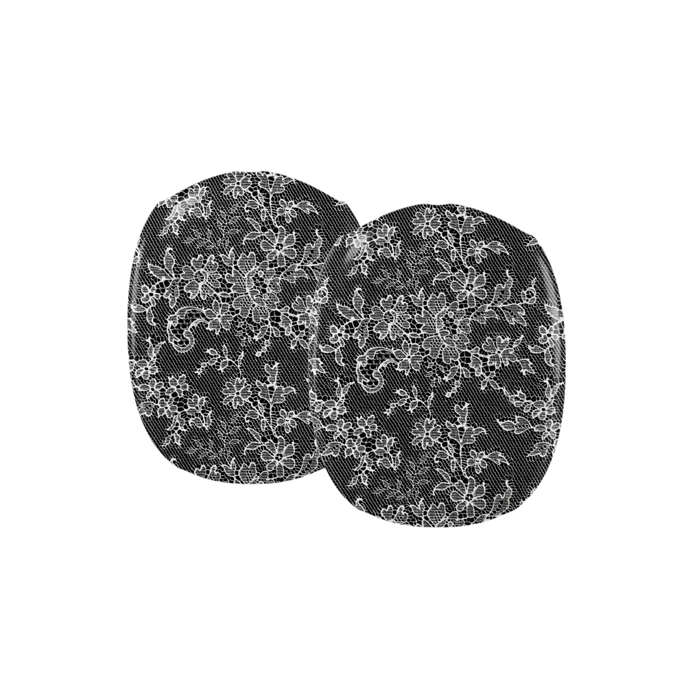 Black Lace AirPods Max cover, close-up detail of the earcup covers