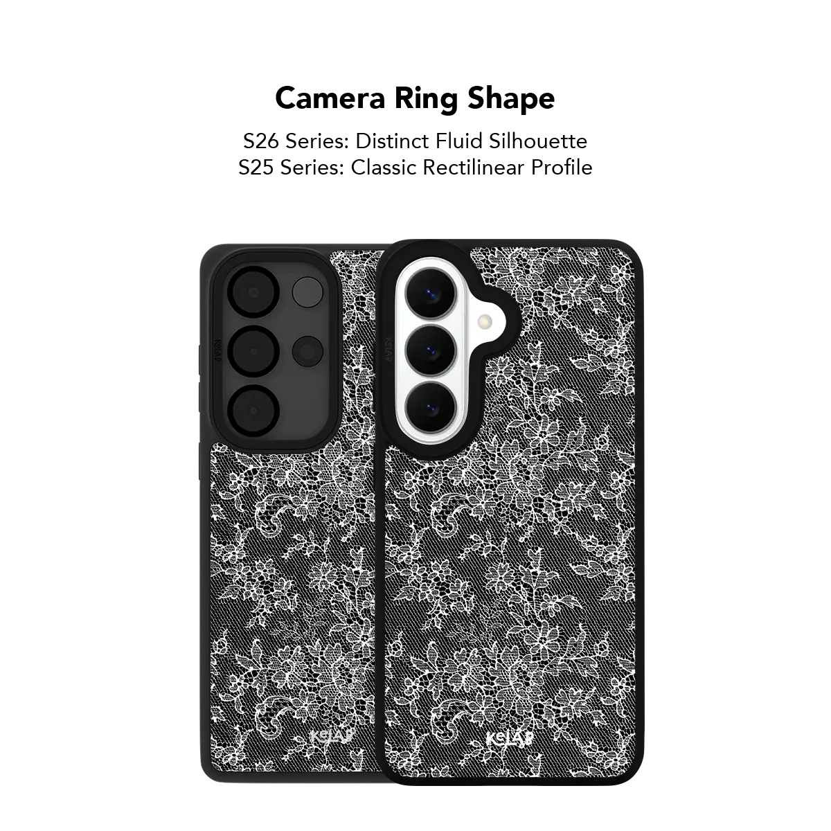 Close up of the camera ring cutout on the black lace Samsung Galaxy case