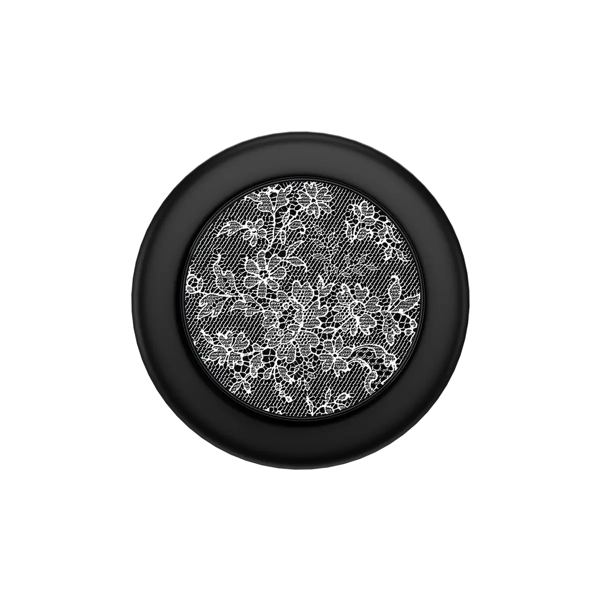 Black PopSockets grip holder with floral lace design, compatible with MagSafe phone grip features