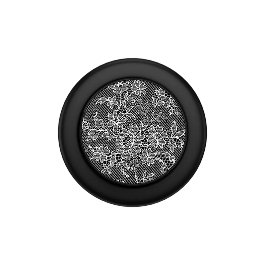 Black PopSockets grip holder with floral lace design, compatible with MagSafe phone grip features