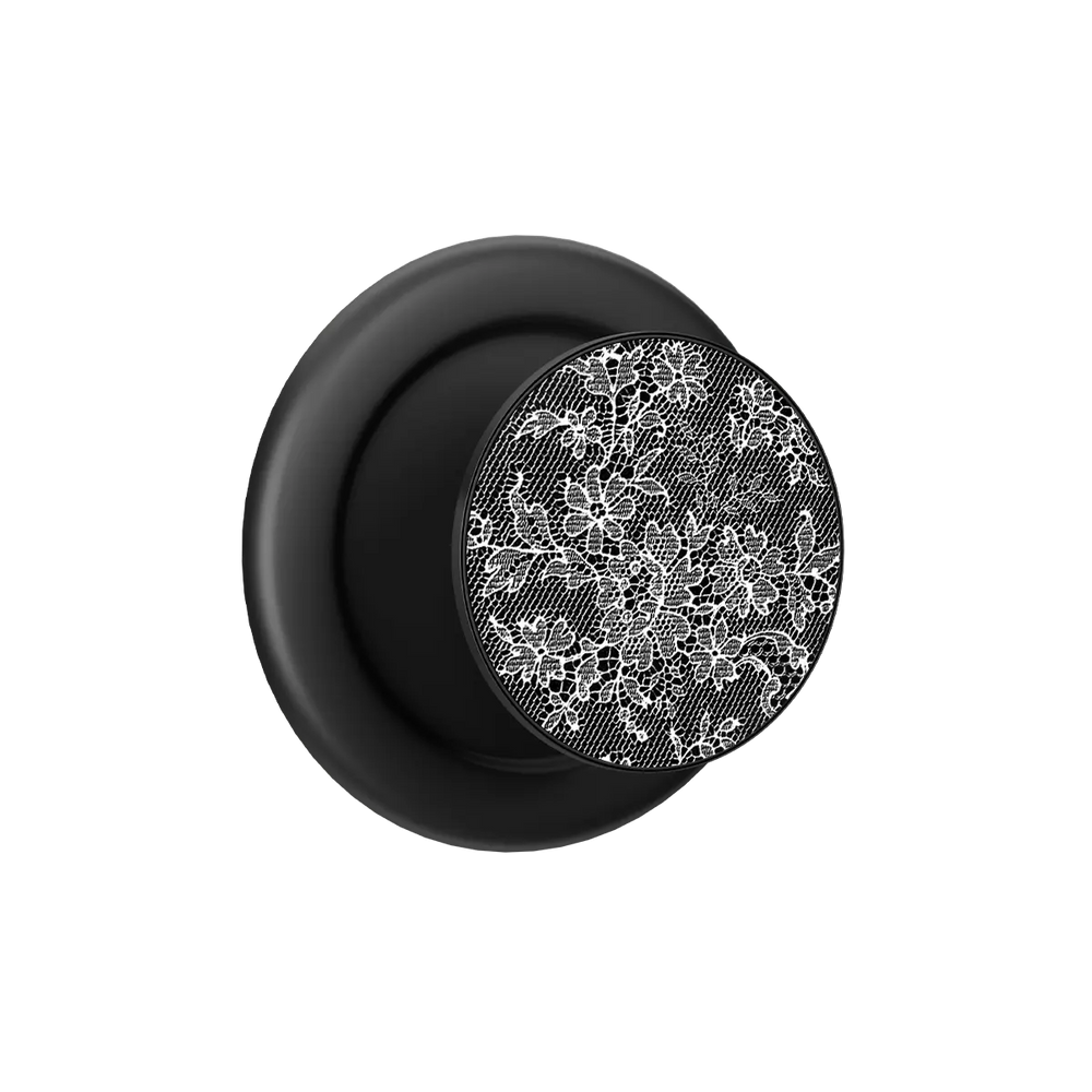 Black PopSockets grip holder with a floral design, featuring a MagSafe phone grip for secure attachment.