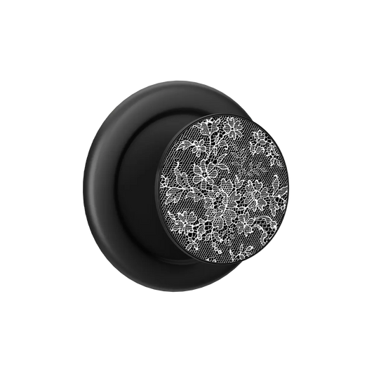 Black PopSockets grip holder with a floral design, featuring a MagSafe phone grip for secure attachment.