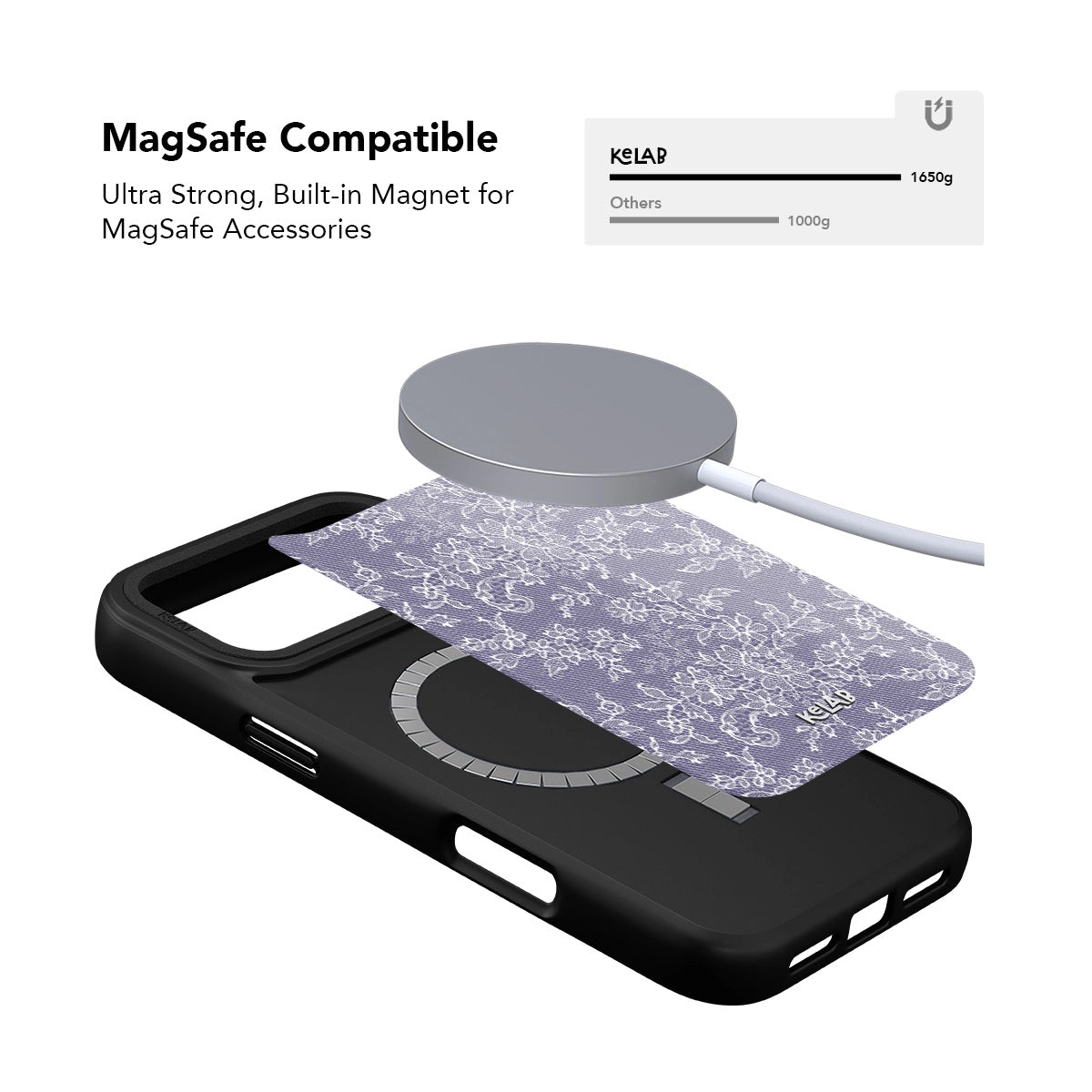 Black iPhone Case with MagSafe compatibility and ultra-strong built-in magnet for secure accessory attachment