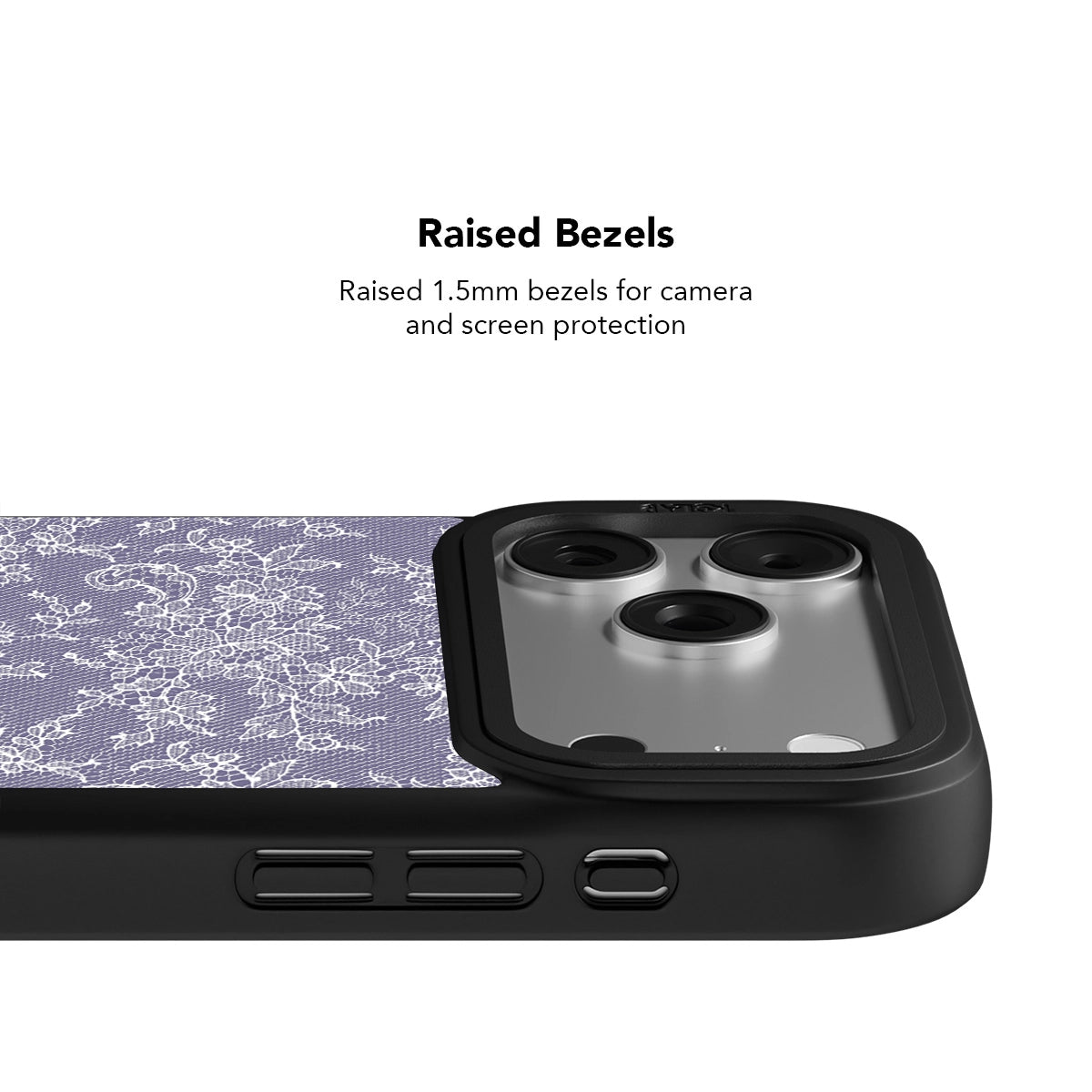 Botanical design iPhone Case in iridescent purple with raised bezels for camera and screen protection