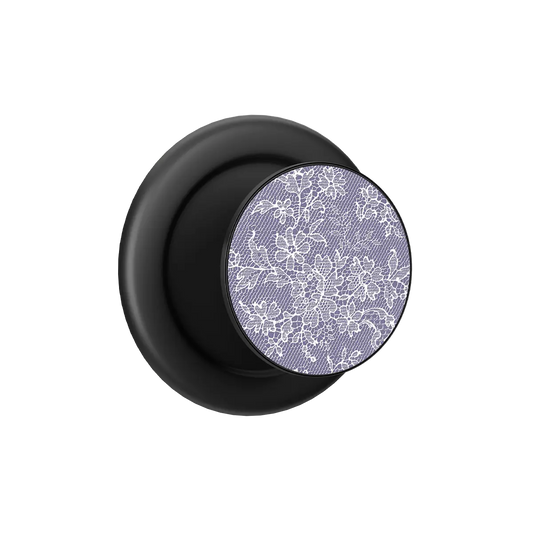 Black PopSockets grip holder featuring a floral lace design for MagSafe phone grip compatibility