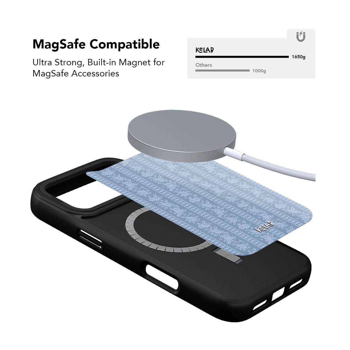 Black iPhone Case with MagSafe compatibility and ultra-strong built-in magnet for accessories