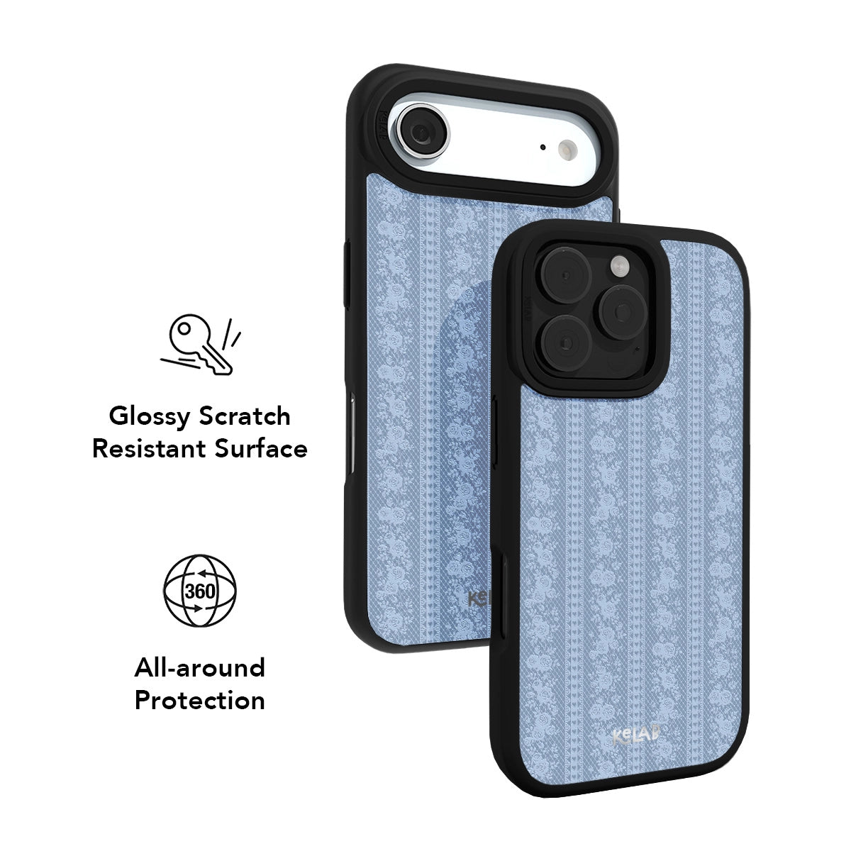 Botanical iPhone Case in iridescent blue with glossy scratch-resistant surface and all-around protection