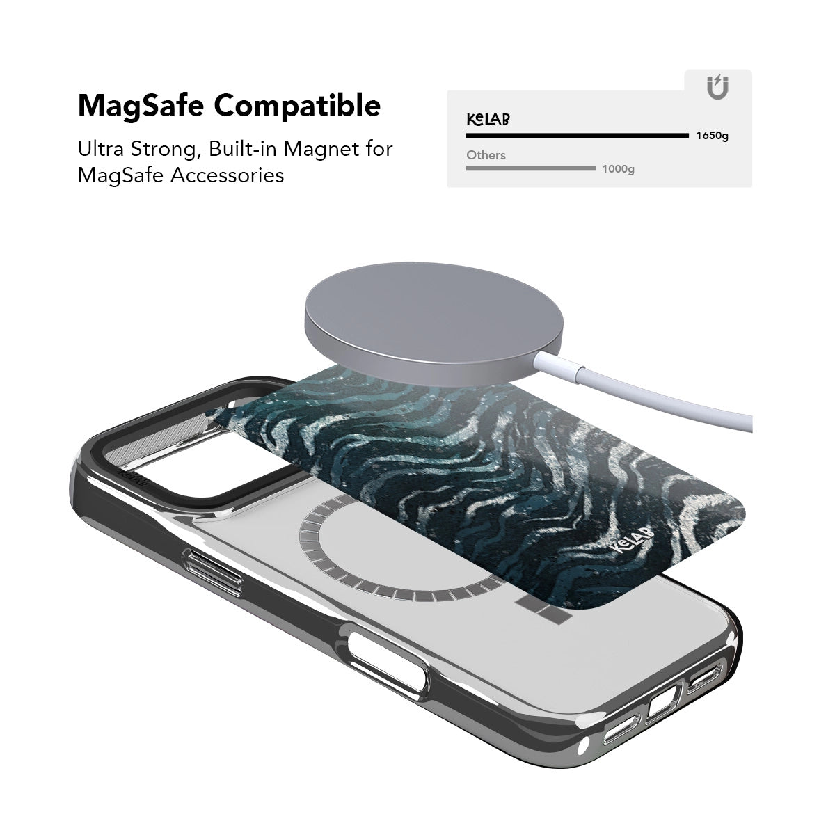 Botanical iPhone Case in chrome silver with MagSafe compatibility and ultra-strong built-in magnet