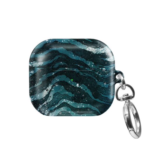 Deep Sea Marble | Teal Zebra Print AirPods Case - front view