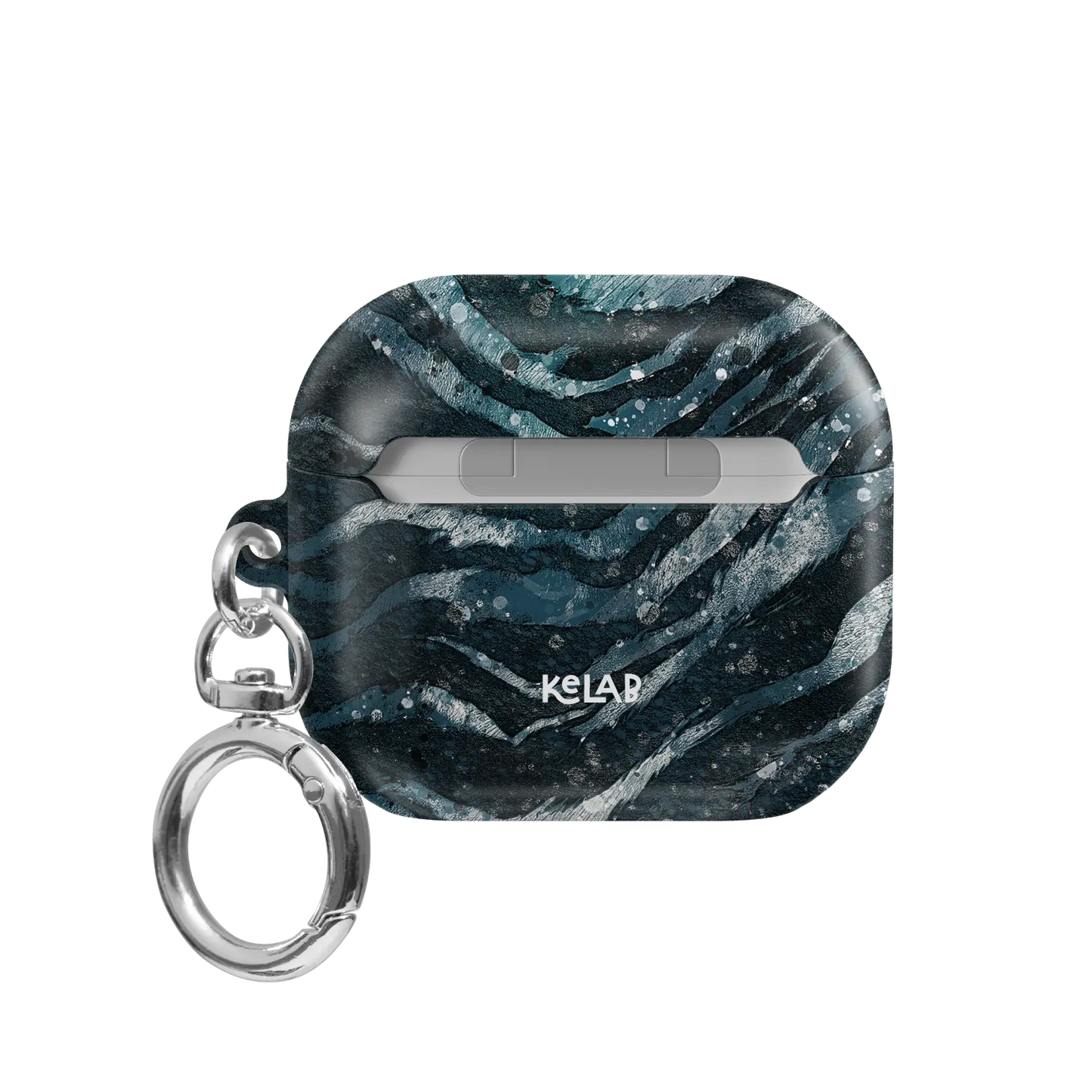Deep Sea Marble | Teal Zebra Print AirPods Case - back view