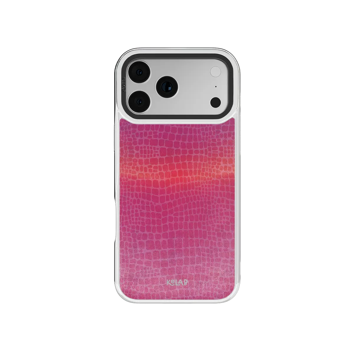Bold iPhone Case in a vibrant magenta crocodile pattern with a glossy finish for added style and protection