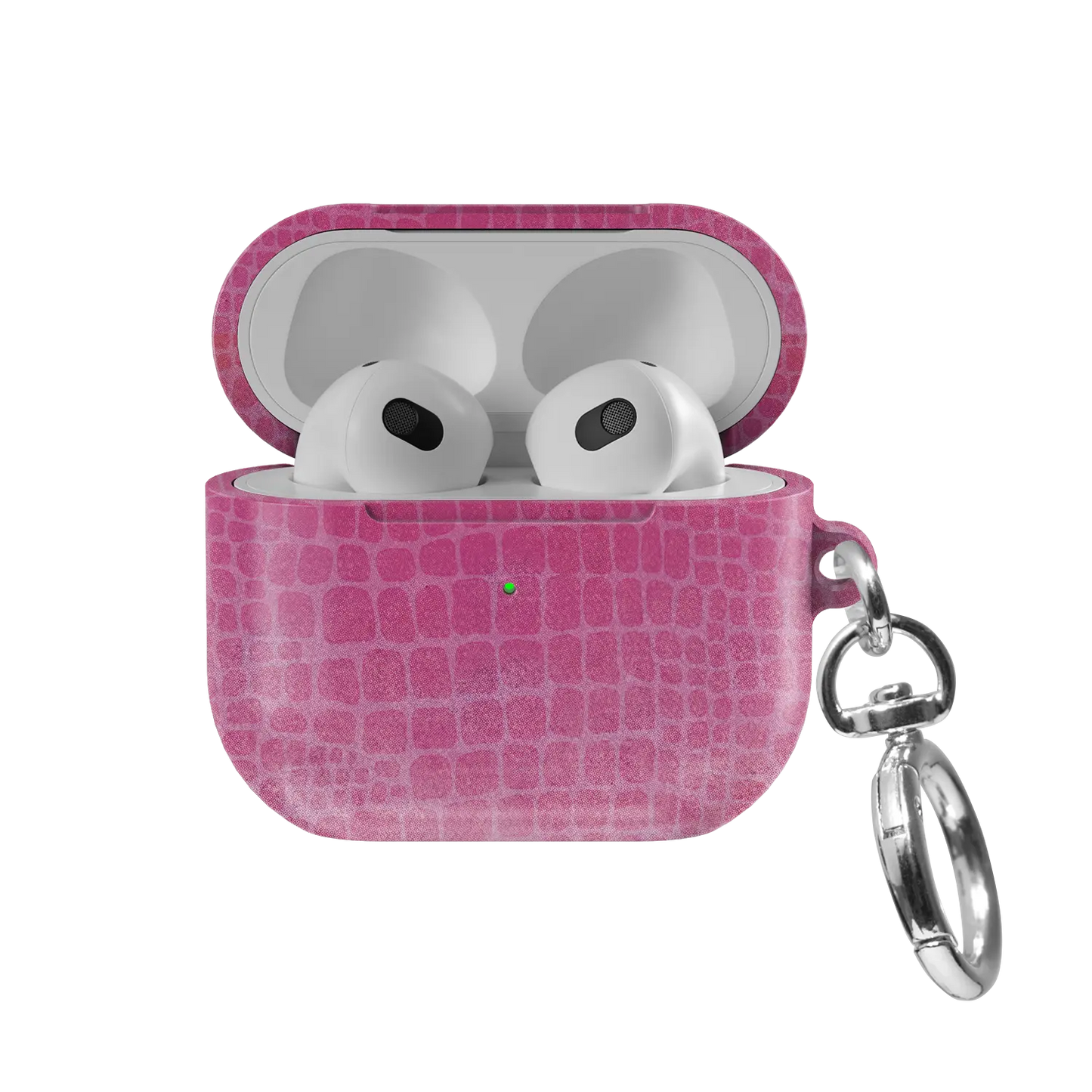 Sunset Serpent | Pink Croc AirPods Case - front view with open lid