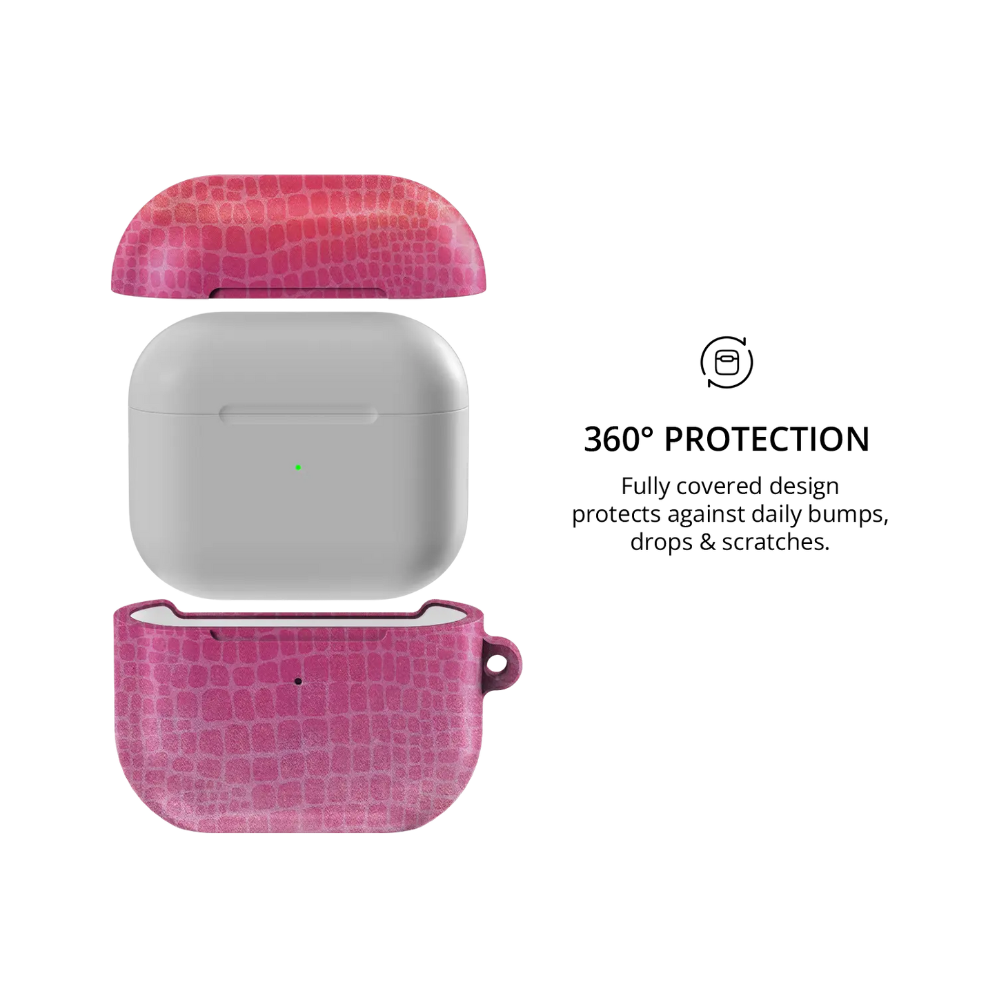 Sunset Serpent | Pink Croc AirPods Case - 360 degree protection view