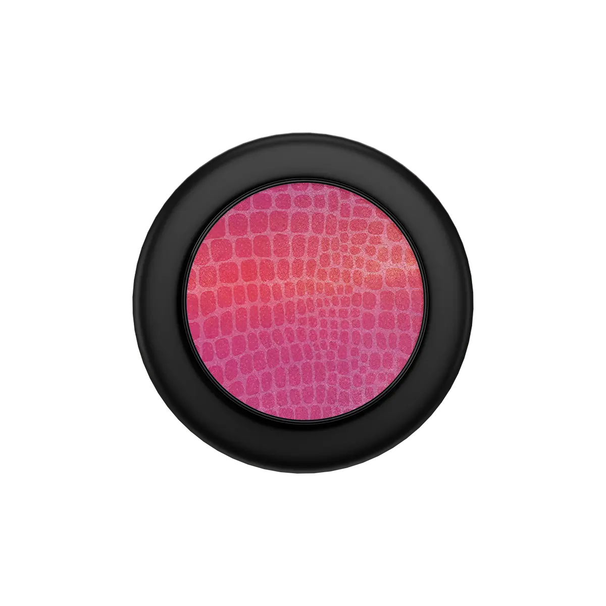 Sleek black PopSocket with a textured pink crocodile pattern — a modern essential for secure phone grip.