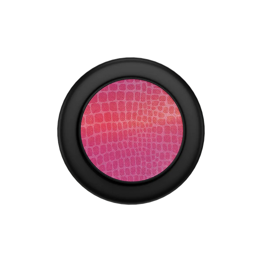 Sleek black PopSocket with a textured pink crocodile pattern — a modern essential for secure phone grip.