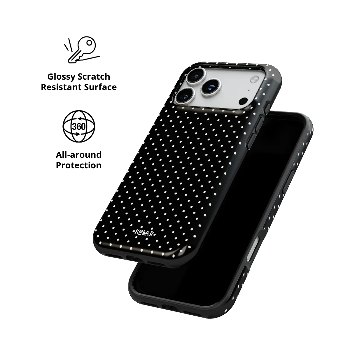 Midnight Constellation | Black Polka Dot iPhone Case