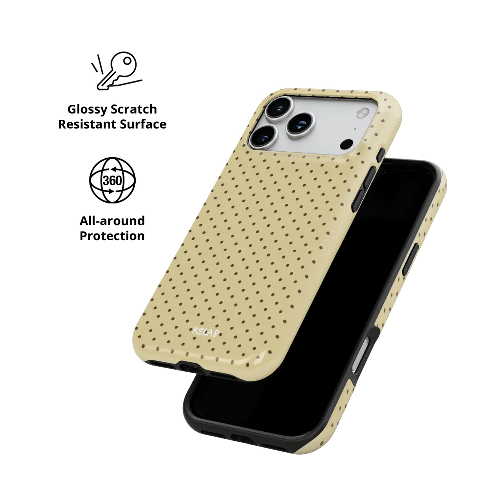 Toasted Sesame | Yellow & Brown Polka Dot iPhone Case