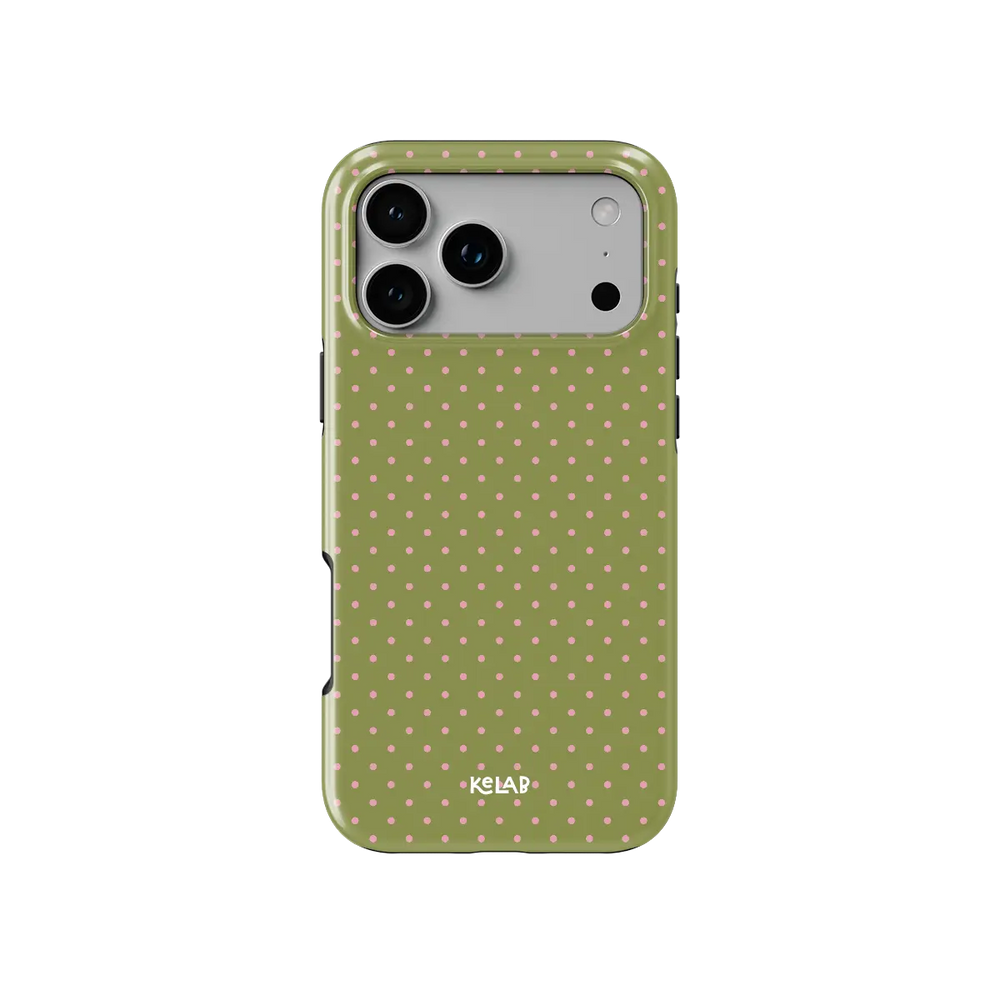 Pistachio Rose | Green Polka Dot iPhone Case