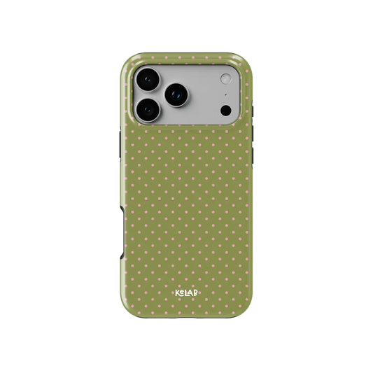 Pistachio Rose | Green Polka Dot iPhone Case