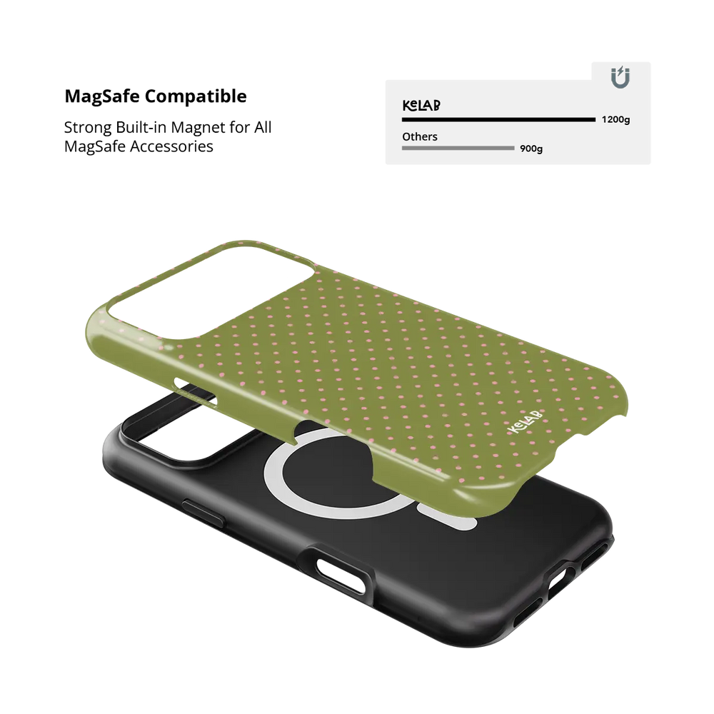 Pistachio Rose | Green Polka Dot iPhone Case