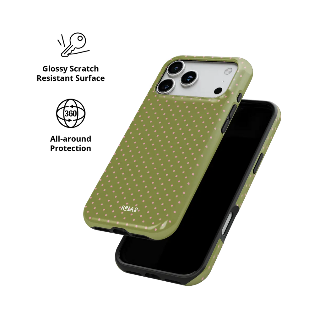 Pistachio Rose | Green Polka Dot iPhone Case