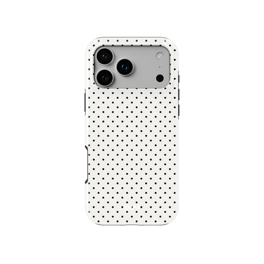 Ivory Ink | White Polka Dot iPhone Case