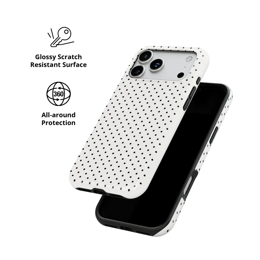 Ivory Ink | White Polka Dot iPhone Case