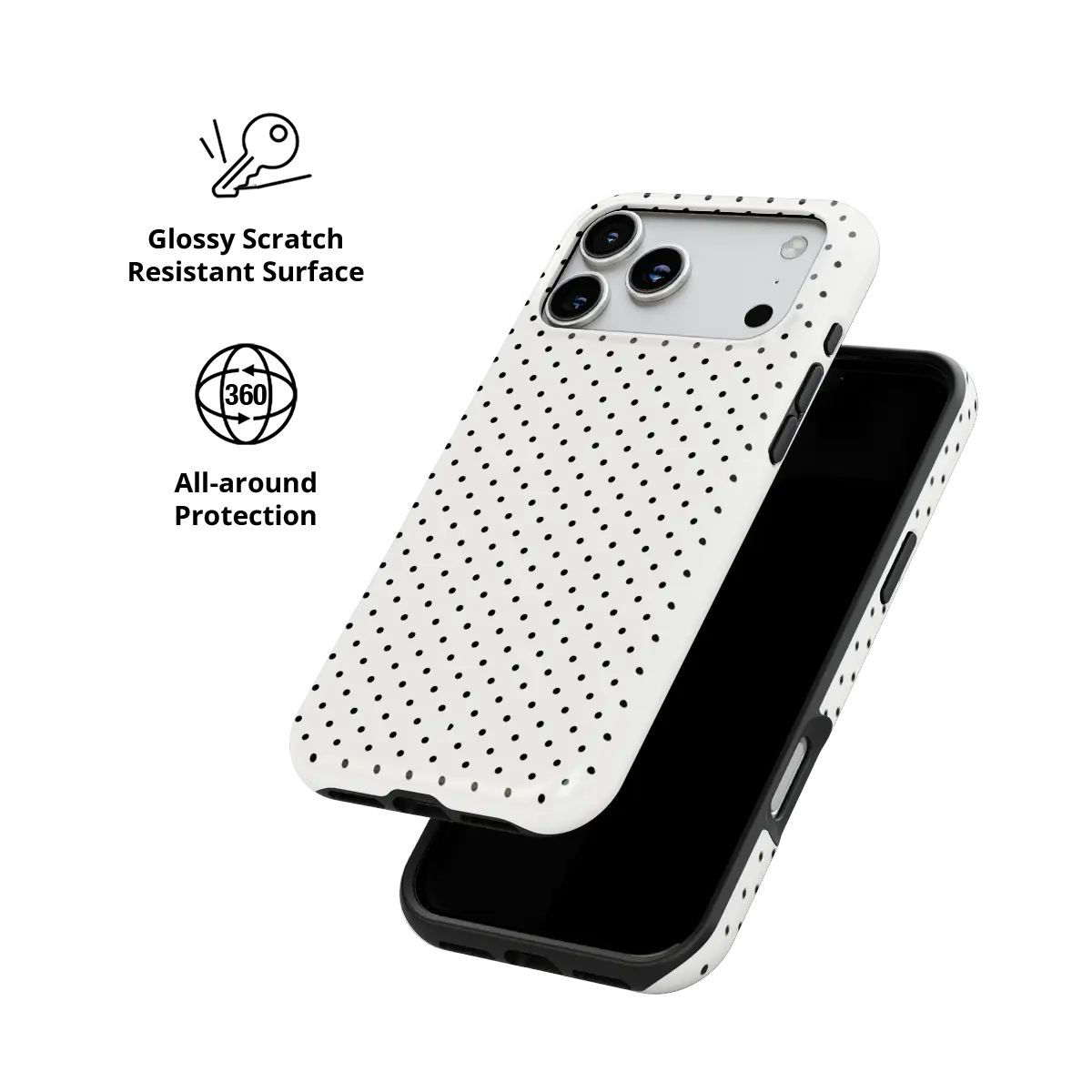 Ivory Ink | White Polka Dot iPhone Case