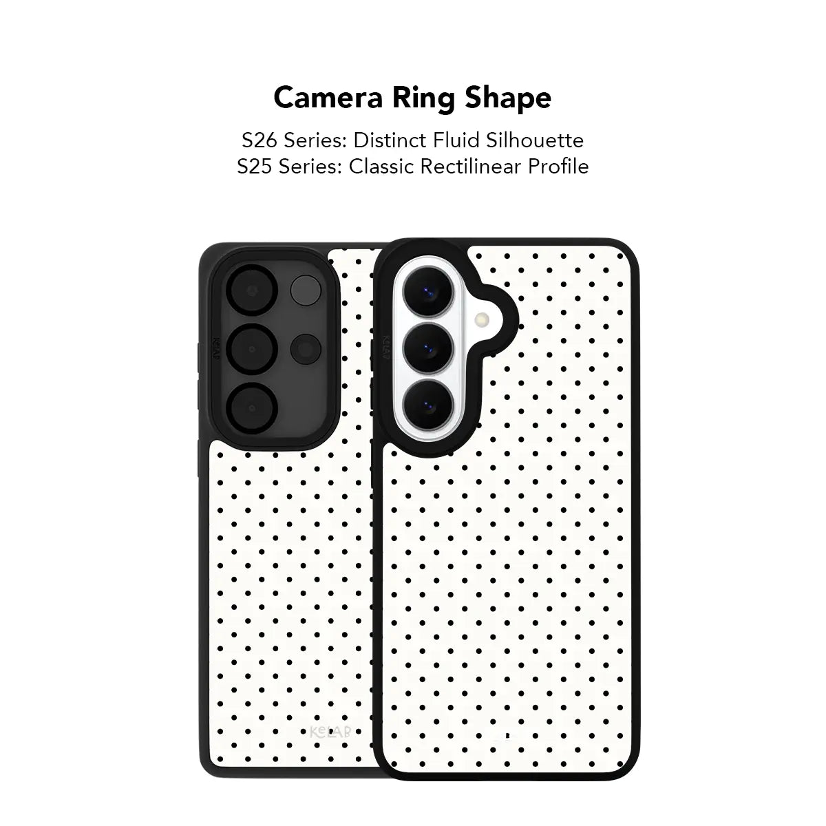 KELAB Samsung Galaxy phone case, Polka Dot white slim form-fitting protective case with magnetic ring